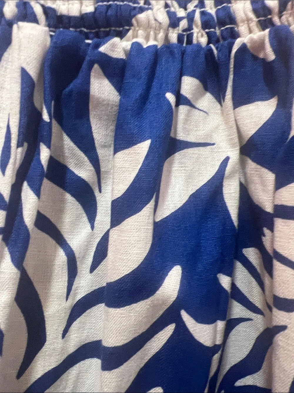 kate spade Blue and White Smocked Tropical Jumpsuit